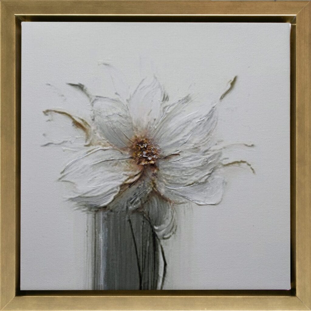 Ethereal Bloom limited edition floral artwork 12x12 in gold frame by Bonum Art Gallery