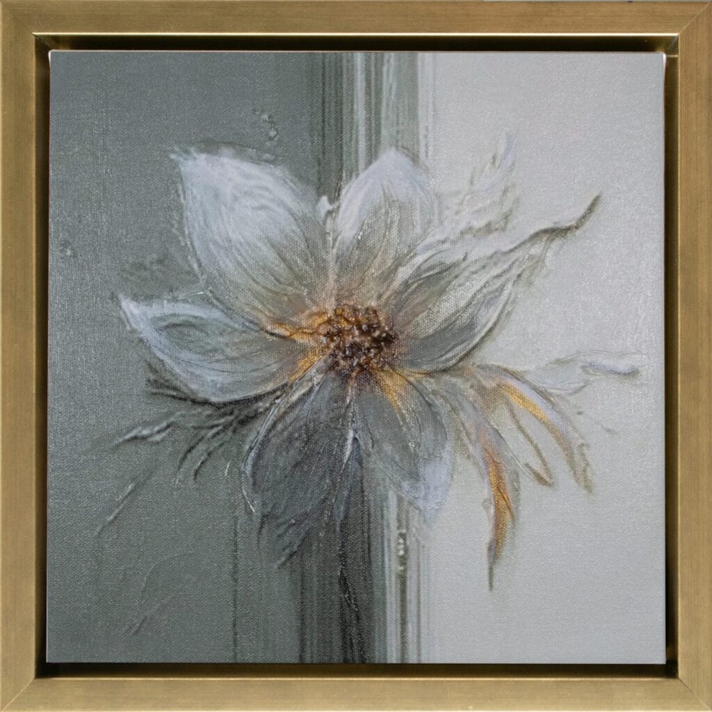 Soft Bloom Harmony 12x12 limited edition floral artwork in gold frame